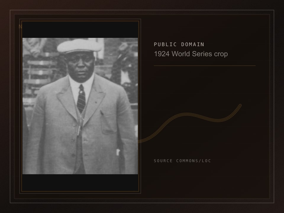 Public-domain archive plate built from a 1924 photograph of Rube Foster.